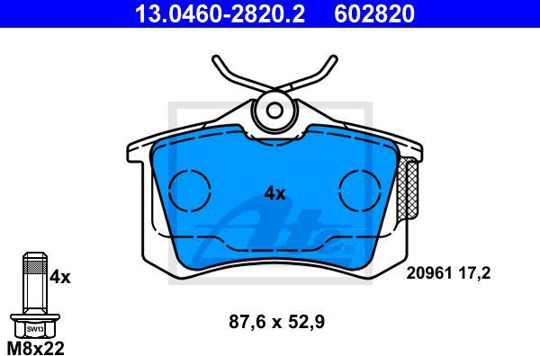 ATE 13.0460-2820.2 - Kit de plaquettes de frein, frein à disque autovaste.com