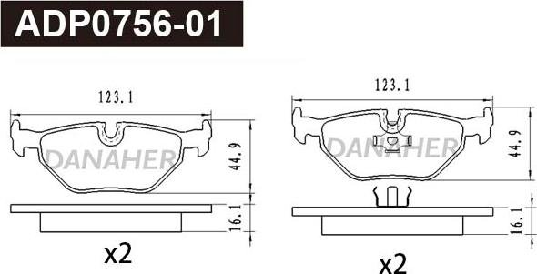 Danaher ADP0756-01 - Kit de plaquettes de frein, frein à disque autovaste.com