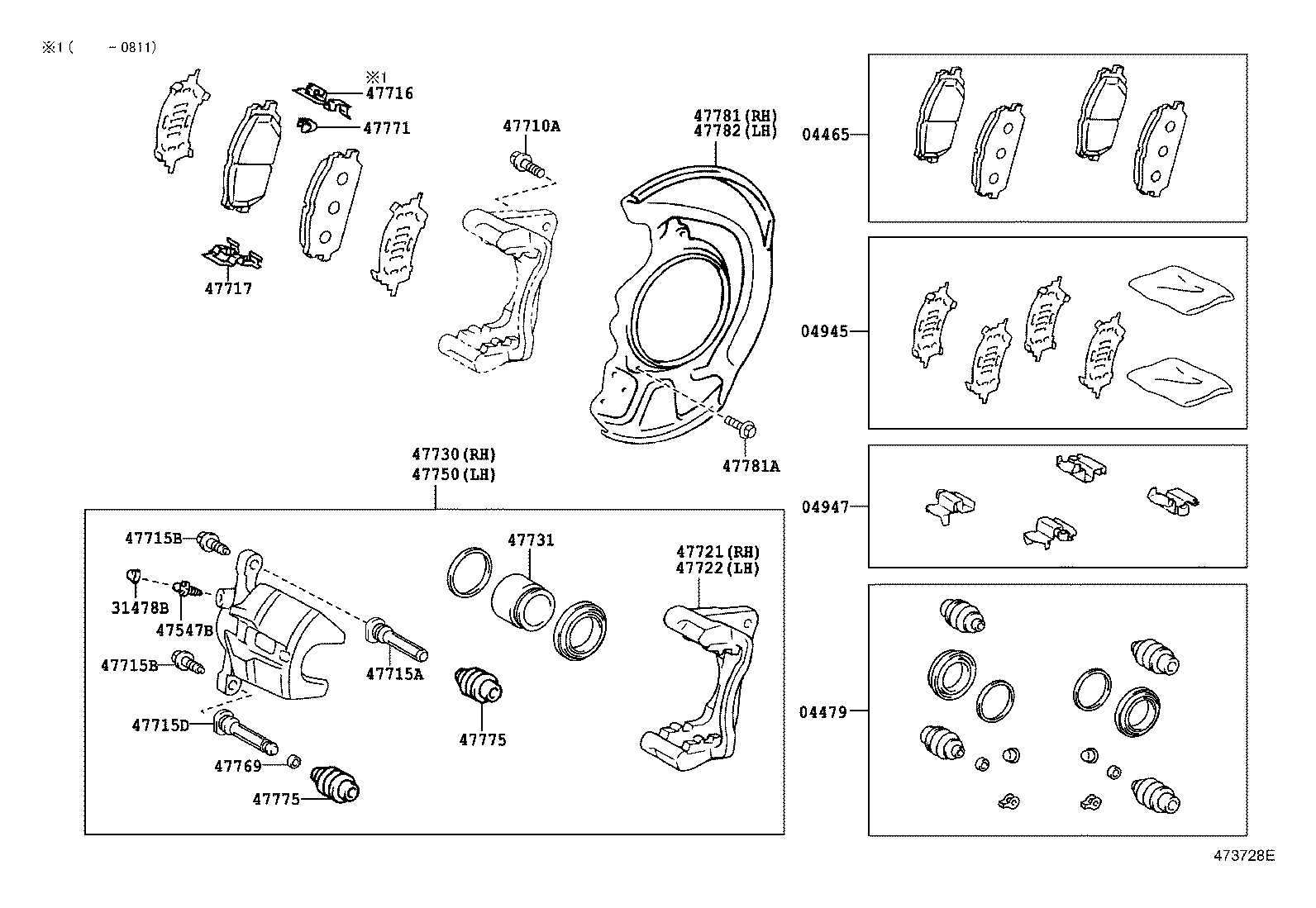 TOYOTA 04465-48100 - Kit de plaquettes de frein, frein à disque autovaste.com