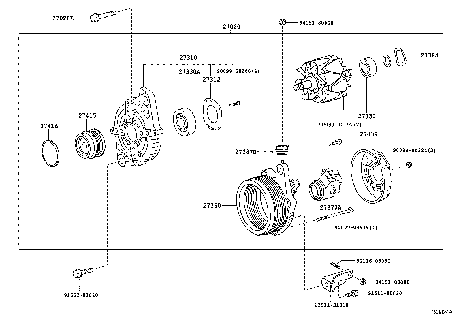 LEXUS 274150W130 - Poulie, alternateur autovaste.com
