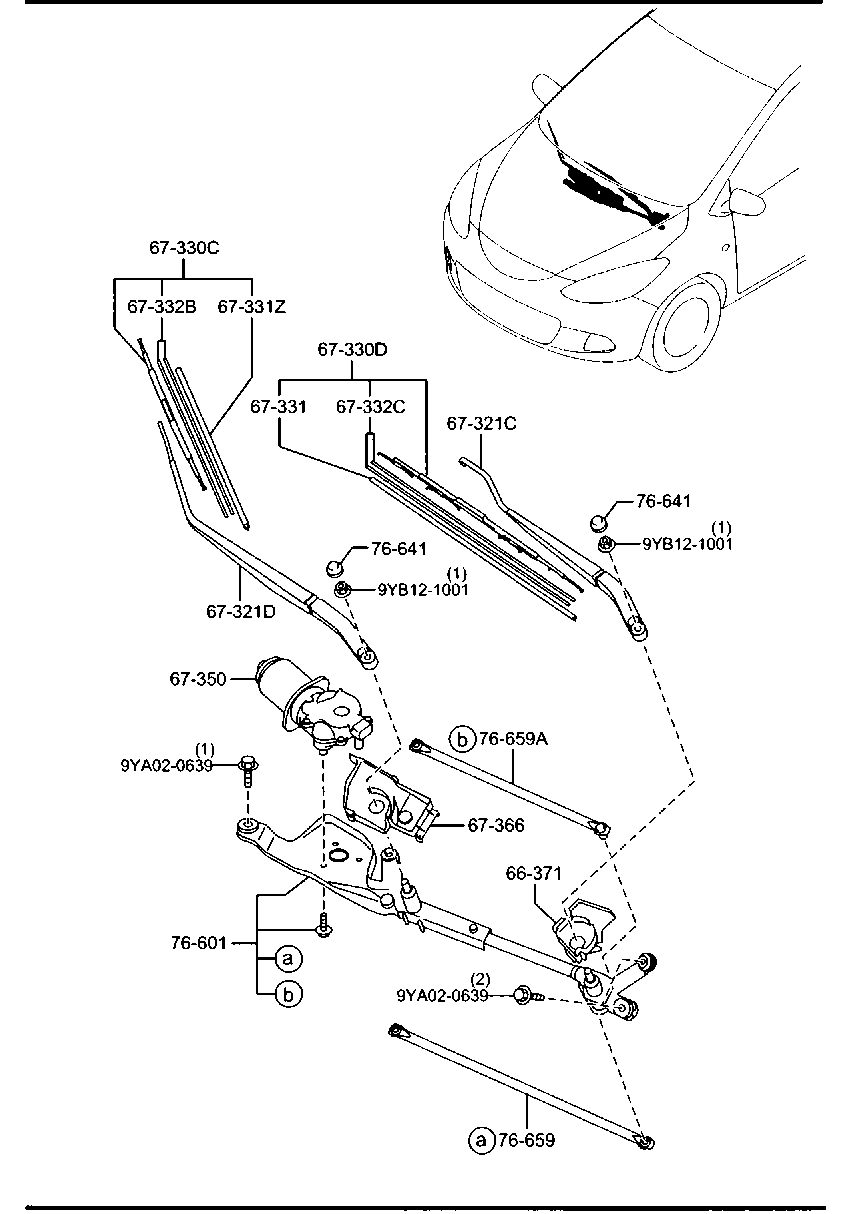 MAZDA DF71-67-330A - Balai d'essuie-glace autovaste.com