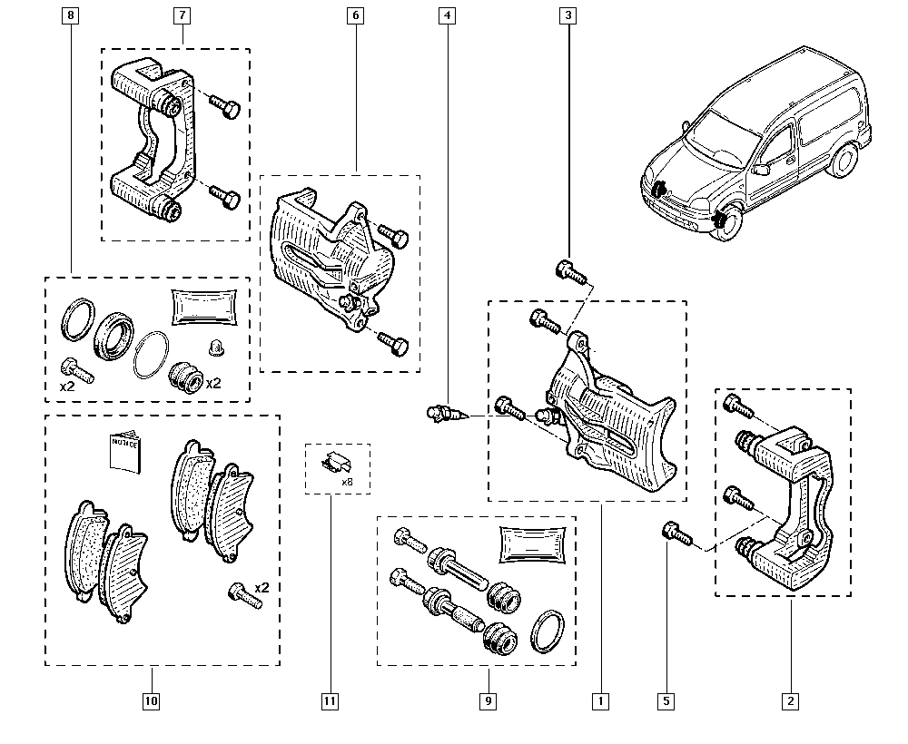 RENAULT 77 01 207 158 - Jeu de douilles de guidage, étrier de frein autovaste.com