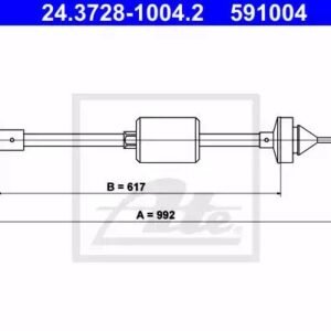 ATE 24.3728-1004.2 Tirette à câble, commande d'embrayage