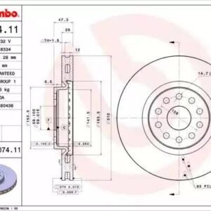 BREMBO 09.7074.11 Disque de frein