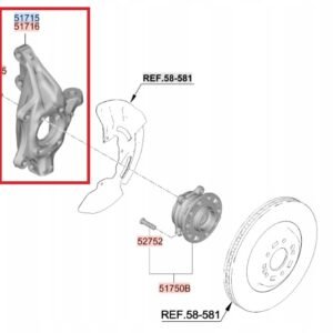 Kia/Hyundai 51711GI000 Charnière avant essieu, droit