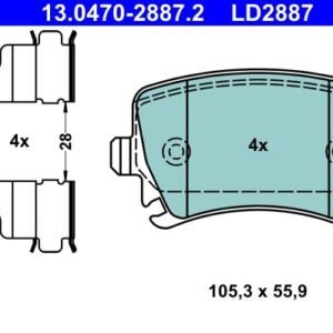ATE 13.0470-2887.2 Kit de plaquettes de frein, frein à disque
