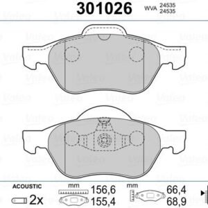 Valeo 301026 Kit de plaquettes de frein, frein à disque