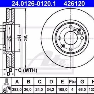 ATE 24.0126-0120.1 Disque de frein