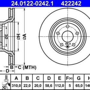 ATE 24.0122-0242.1 Disque de frein