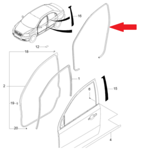 CHEVROLET 96467379 Joint de porte avant